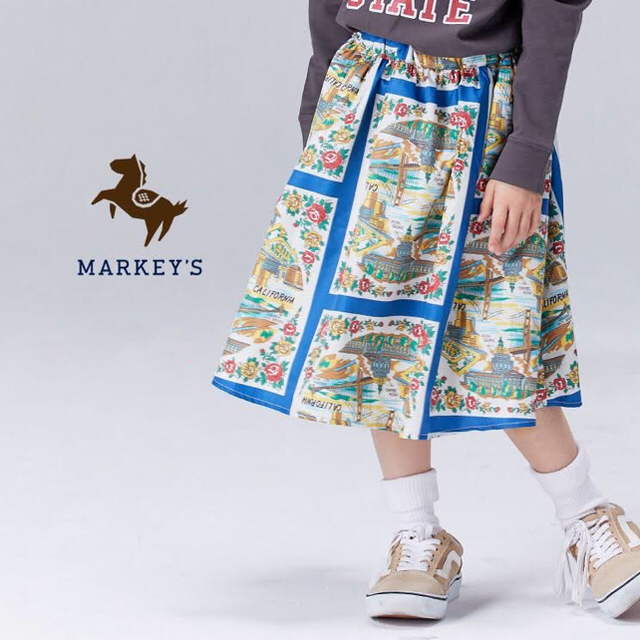 MARKEY'S(マーキーズ)の新品未使用タグ付き★ MARKEY'S スカーフプリントスカート キッズ/ベビー/マタニティのキッズ服女の子用(90cm~)(スカート)の商品写真