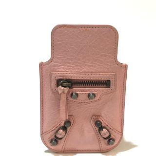 バレンシアガ(Balenciaga)のバレンシアガ240584スマートフォンケース レザー レディース ピンクベージュ(iPhoneケース)