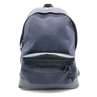 バレンシアガ(Balenciaga)のバレンシアガ BALENCIAGA 392007 ロゴ リュックサック キャンバス/レザー ネイビー(バッグパック/リュック)