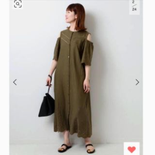 スピックアンドスパン(Spick & Span)の定価:13200円👗オープンショルダー刺繍ドレス👗(ロングワンピース/マキシワンピース)