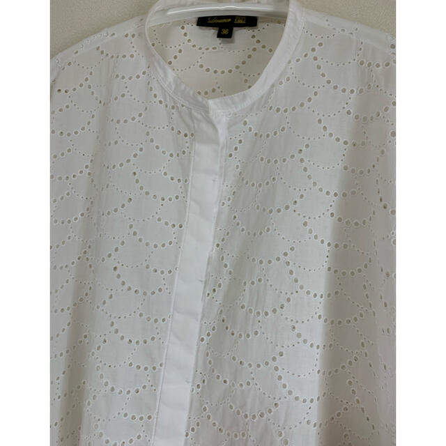 Drawer(ドゥロワー)のドゥロワー  スリーブリボン レースブラウス 36 ホワイト レディースのトップス(シャツ/ブラウス(半袖/袖なし))の商品写真