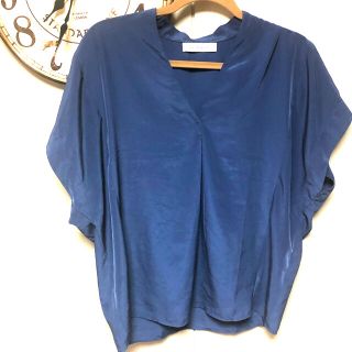 アズールバイマウジー(AZUL by moussy)の★AZUL★試着のみ★半袖カットソー トップス ブラウス ブルー(シャツ/ブラウス(半袖/袖なし))