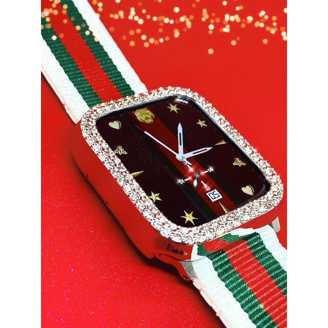 アップルウォッチ 最高ランクダイヤカバー　ナイロンレザーベルトセット レディースのファッション小物(腕時計)の商品写真