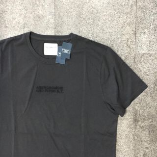 アバクロンビーアンドフィッチ(Abercrombie&Fitch)のアバクロ★メンズの★スモールスケールロゴ カーブヘムTシャツＭ墨黒系(Tシャツ/カットソー(半袖/袖なし))