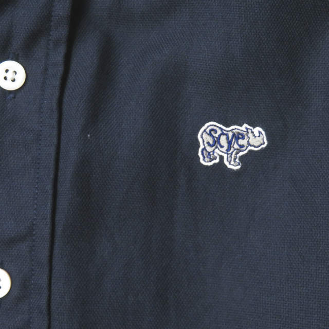 SCYE BASICS サイベーシックス 日本製 ロゴ刺繍 オックスフォードBDシャツ 5215-33526 36 ネイビー 長袖 ボタンダウン  トップス【中古】【SCYE BASICS】