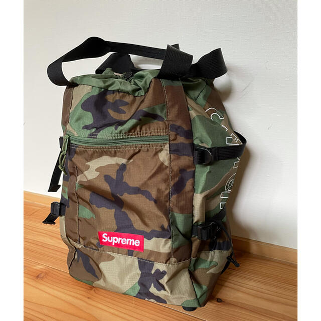 supreme tote back pack woodland camo bag