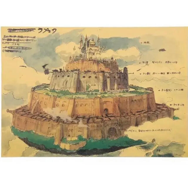 ⭐️ジブリ⭐️天空の城ラピュタ 飛行石 ポスター デッサン図 名画風 エンタメ/ホビーの美術品/アンティーク(絵画/タペストリー)の商品写真