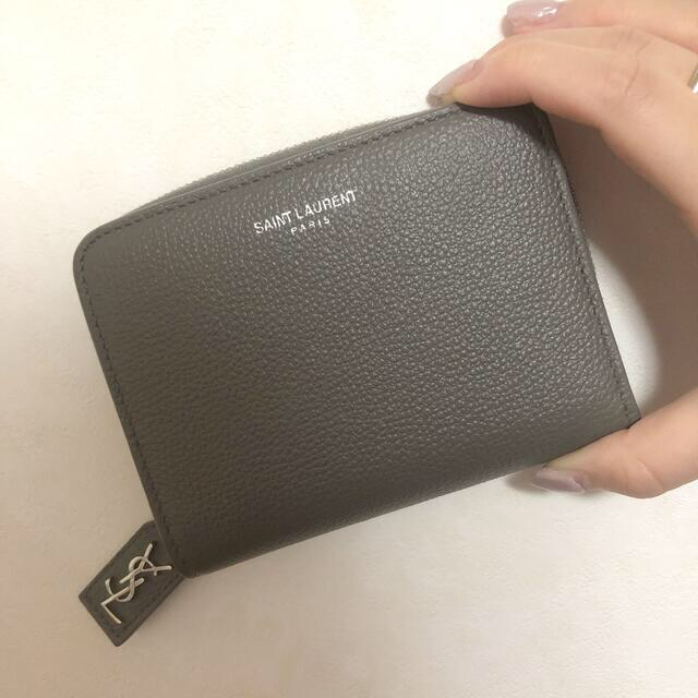 【美品】SAINT LAURENT 二つ折り財布　グレーカラー