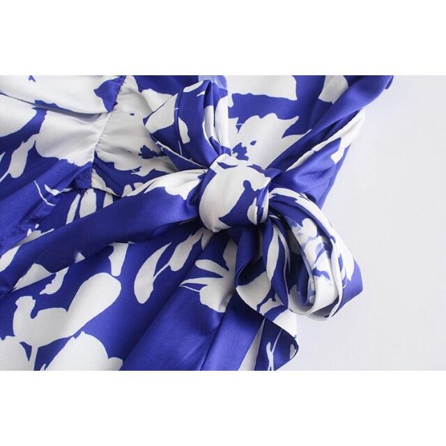 ZARA KIDS(ザラキッズ)の🌻7月新作🏖4796◆blue ブルー フラワー 花柄 リボン タイトスカート  レディースのスカート(ひざ丈スカート)の商品写真