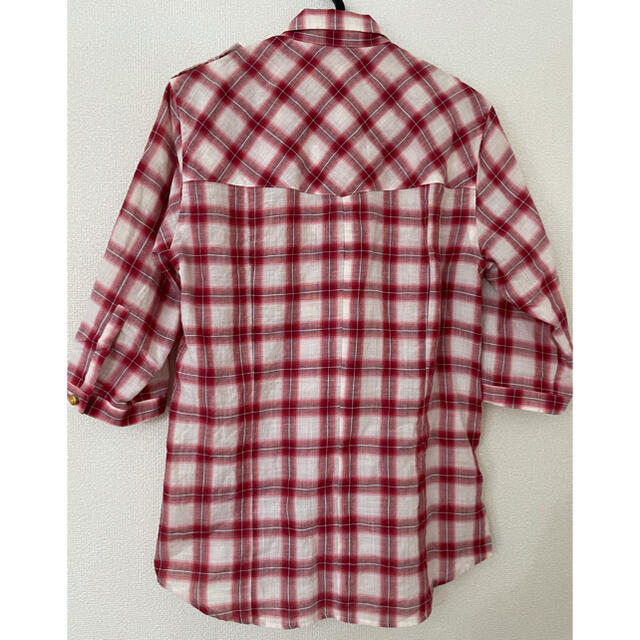 MORGAN HOMME(モルガンオム)のMORGAN HOMME チェックシャツ　赤　レッド　半袖シャツ　M 日本製 メンズのトップス(シャツ)の商品写真