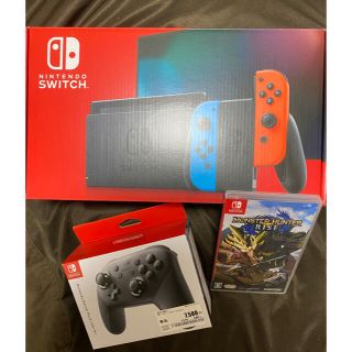 ニンテンドースイッチ(Nintendo Switch)のNintendo Switch ＋プロコントローラー＋モンハンライズ(家庭用ゲーム機本体)