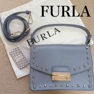 フルラ(Furla)の美品フルラ メトロポリスジュリア 2wayレザーショルダーハンドバッグ スタッズ(ショルダーバッグ)