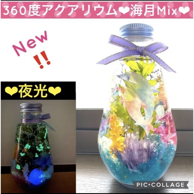 【New】〜360度アクアリウム〜水族館風♡蓄光Mixハーバリウム♡♯1