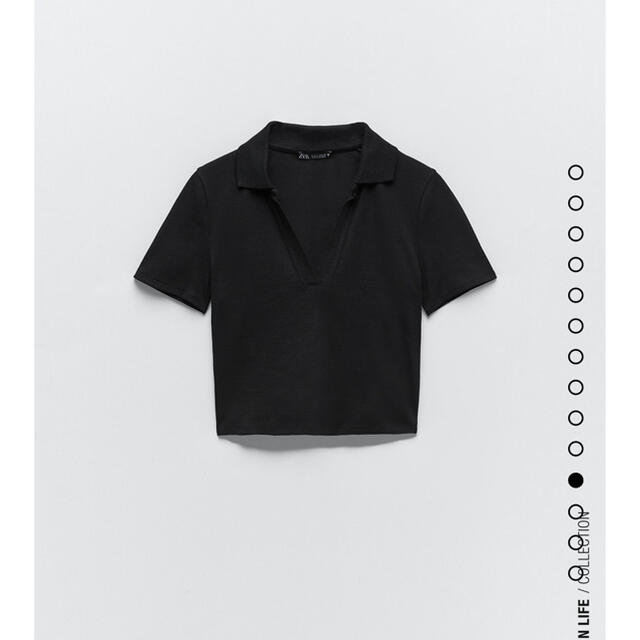 ZARA(ザラ)のZARA ショート丈 ポロシャツ ブラック レディースのトップス(ポロシャツ)の商品写真