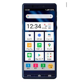 アクオス(AQUOS)のシンプルスマホ SH001A ブルー　シムフリー(スマートフォン本体)