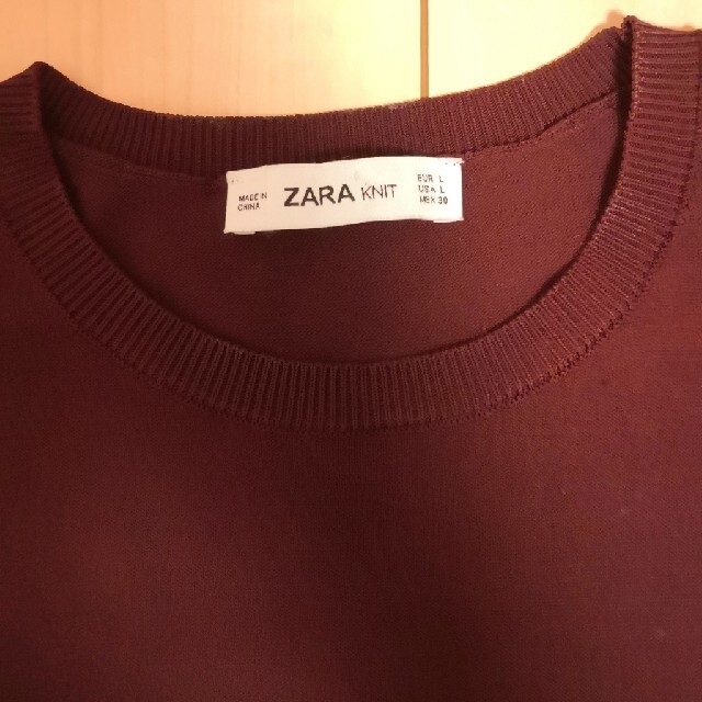 ZARA(ザラ)のZARA 透け感 シアー ニット風 Tシャツ レディースのトップス(Tシャツ(半袖/袖なし))の商品写真