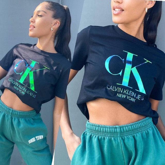 【国内配送】 Calvin Klein - calvin klein calvinklein メタリックCKロゴ　Tシャツ Tシャツ(半袖+袖なし)
