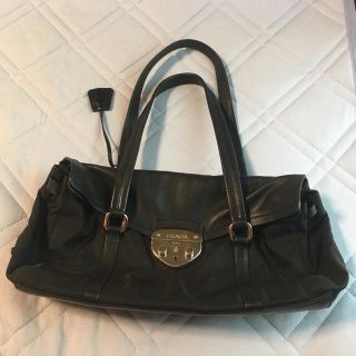 プラダ(PRADA)のプラダPRADA☆黒ハンド兼ショルダーバッグ☆本革&ナイロン☆シルバー金具☆鍵付(ハンドバッグ)