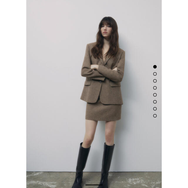 ZARA 千鳥格子柄ブレザー ゴールデンブラウン