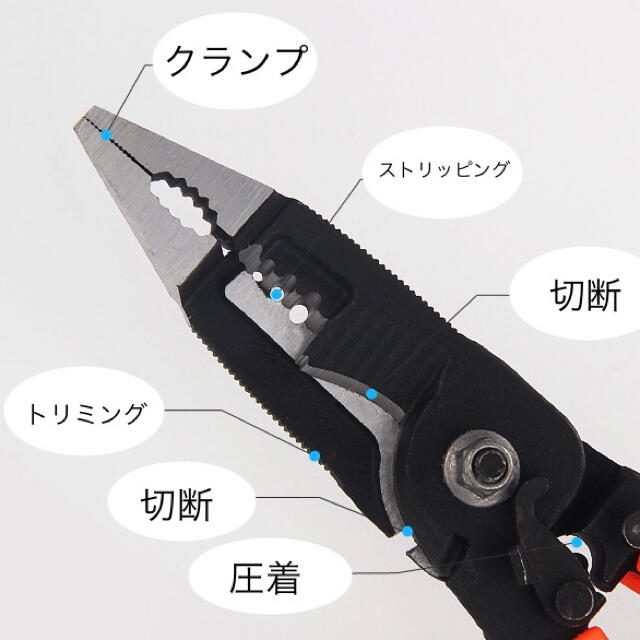 多機能ペンチ ワイヤーストリッパー ニッパー カッター プライヤー ラジオペンチ Heyiarbeit ワイヤーストリッパー パワーペンチ ワイヤーカッター ニッパー ボルトカッター搭載 多機能 コンビネーションプライヤー