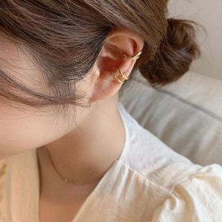 2点セット ミニピアス ダイヤクロスリング ピアス ゴールド シンプル(イヤーカフ)