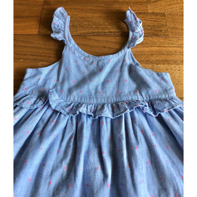 babyGAP(ベビーギャップ)のワンピース　水色　ドット　フリル キッズ/ベビー/マタニティのキッズ服女の子用(90cm~)(ワンピース)の商品写真