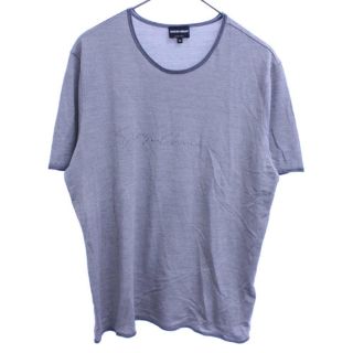 GIORGIO ARMANI ジョルジオアルマーニ Tシャツ サイズ:48 21SS ブランドロゴ刺繍 クルーネック Tシャツ レッド 48 トップス シンプル ブランド カジュアル 着回し 【メンズ】【R051】