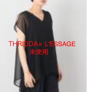 ジャーナルスタンダード(JOURNAL STANDARD)のTHRIDDA× L'ESSAGE ドッキング ブラウス　ブラック　スリッダ(カットソー(半袖/袖なし))