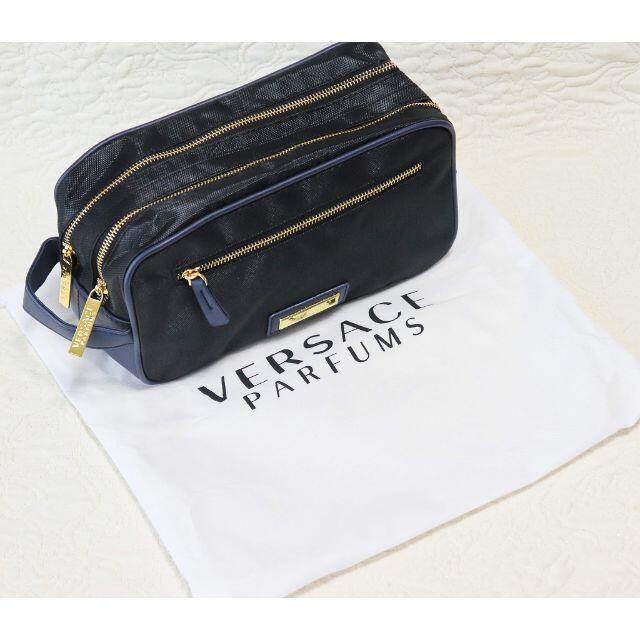 VERSACE(ヴェルサーチ)の新品【ヴェルサーチ】縦持ち ダブルファスナー セカンドバッグ 黒 ポーチ メンズのバッグ(セカンドバッグ/クラッチバッグ)の商品写真