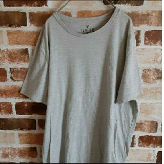 アメリカンイーグル(American Eagle)のUSA古着　Tシャツ　アメリカイーグル　グレー　無地　刺繍ロゴ　XL(Tシャツ/カットソー(半袖/袖なし))