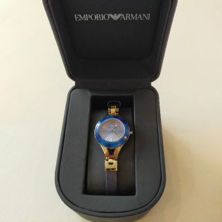 エンポリオアルマーニ(Emporio Armani)の【美品】アルマーニ　腕時計　レディース　べっ甲　ブルー　(腕時計)