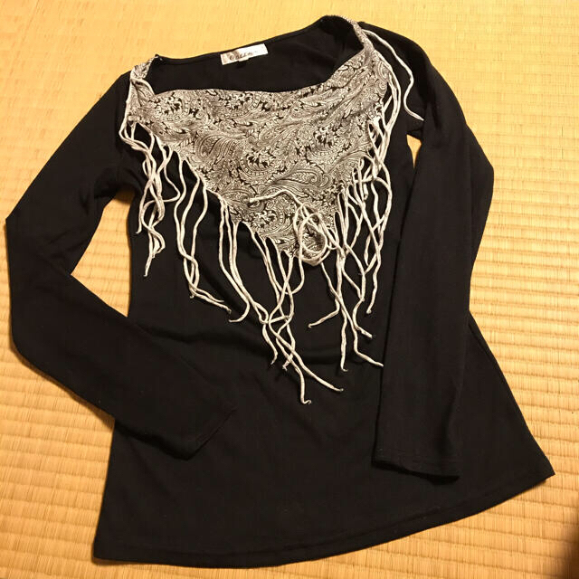 フリンジロングシャツ☆黒・グレー2枚セット レディースのトップス(Tシャツ(長袖/七分))の商品写真