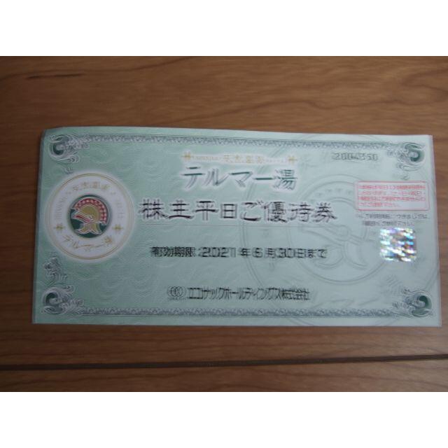 最適な価格 テルマー湯 株主平日ご優待券 エコナック株主優待 6月末迄有効 即発送 割引不可 ienomat.com.br