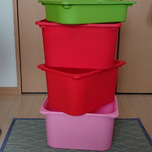 イケア トロファスト ピンク収納ボックス3箱 + 仕切り板3枚セット