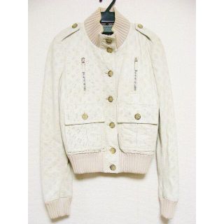 グッチ(Gucci)のグッチGG柄シマパンチングレザー皮革マドンナボンバージャケットブルゾン38(ミリタリージャケット)