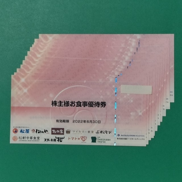 優待券/割引券 松屋 株主優待券 12 枚 【一部予約!】 millonarios