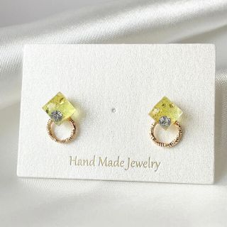 ＊914 スクエア　レジン　ピアス/イヤリング　ハンドメイド(ピアス)