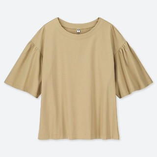 ユニクロ(UNIQLO)のマーゼライズコットン ギャザースリーブ Tシャツ(Tシャツ(半袖/袖なし))