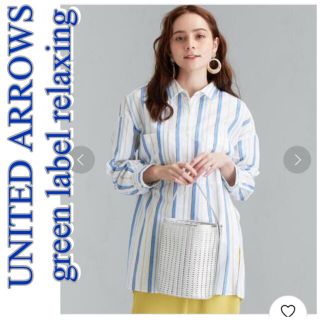 ユナイテッドアローズグリーンレーベルリラクシング(UNITED ARROWS green label relaxing)のグリーンレーベル ストライプ オーバーシャツ コットンシャツ リネン チュニック(シャツ/ブラウス(長袖/七分))