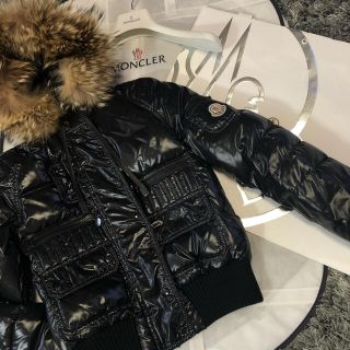 モンクレール(MONCLER)のモンクレール 正規品 ダウンジャケット サイズ0 ブラック ファー付き(ダウンジャケット)