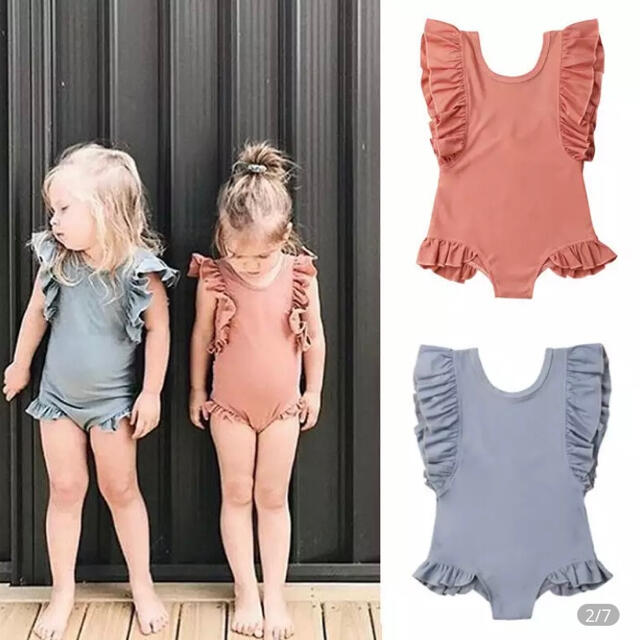 フリル水着　ピンク　120 キッズ/ベビー/マタニティのキッズ服女の子用(90cm~)(水着)の商品写真