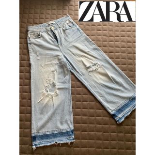 ザラ(ZARA)のZARA ダメージワイドデニム(デニム/ジーンズ)