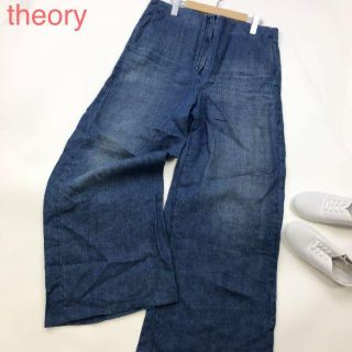 未使用 theory セオリー 大きいサイズ タグ付き ワイドパンツ ネイビー