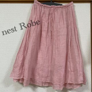 ネストローブ(nest Robe)のネストローブ　nest Robe リネンフレアスカート　美品！(ロングスカート)