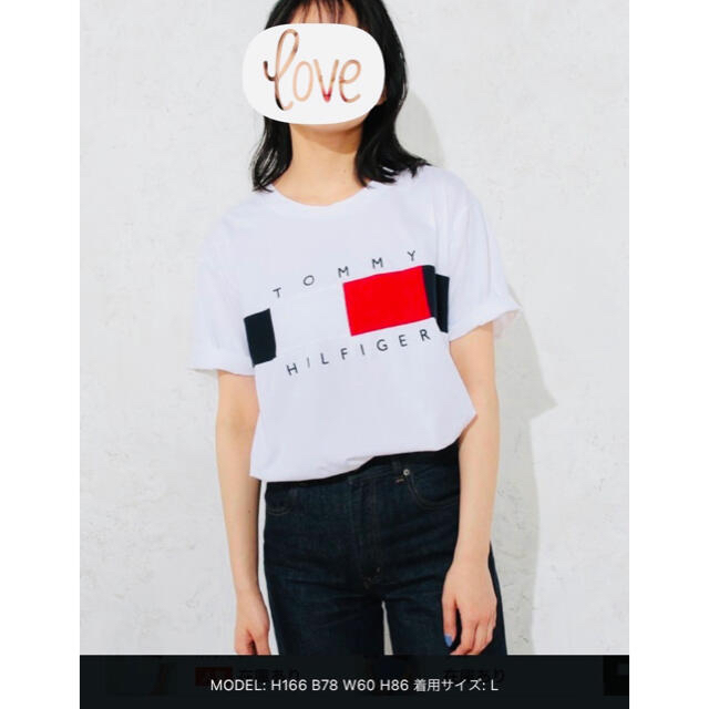 TOMMY HILFIGER(トミーヒルフィガー)のらぁ様専用　TOMMY HILFIGER トミーヒルフィガー ロゴ tシャツＬ レディースのトップス(Tシャツ(半袖/袖なし))の商品写真