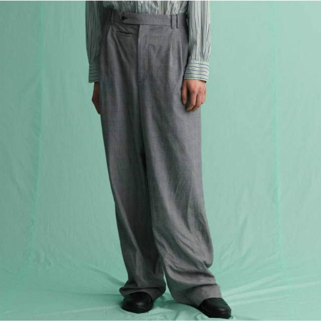 MANDO(マンドゥ)のmando マンド 21SS 日本製 GLEN CHECK TUCK WIDE PANTS ポリエステルレーヨン グレンチェック3プリーツバギーパンツ 21198-006 1 ブラック ボトムス【新古品】【中古】【mando】 メンズのパンツ(その他)の商品写真