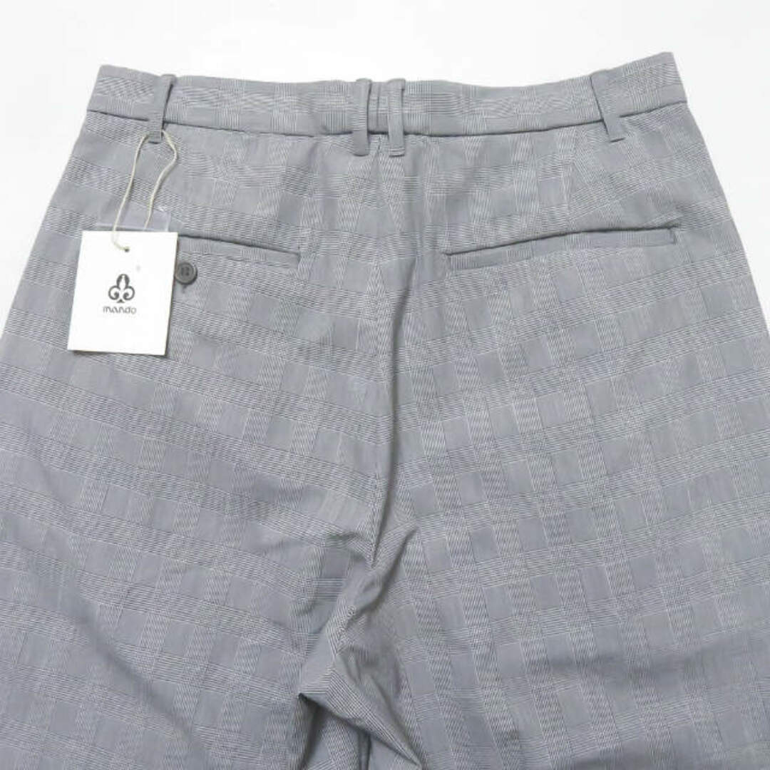 MANDO(マンドゥ)のmando マンド 21SS 日本製 GLEN CHECK TUCK WIDE PANTS ポリエステルレーヨン グレンチェック3プリーツバギーパンツ 21198-006 1 ブラック ボトムス【新古品】【中古】【mando】 メンズのパンツ(その他)の商品写真