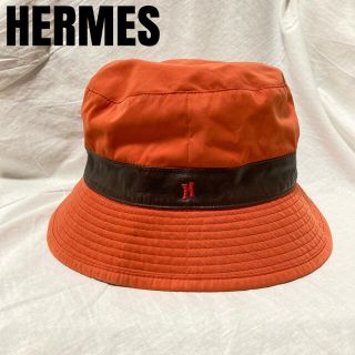 エルメス(Hermes)の【美品】エルメス　バケットハット　マルチカラー　オレンジ×ブラウン　希少品(ハット)