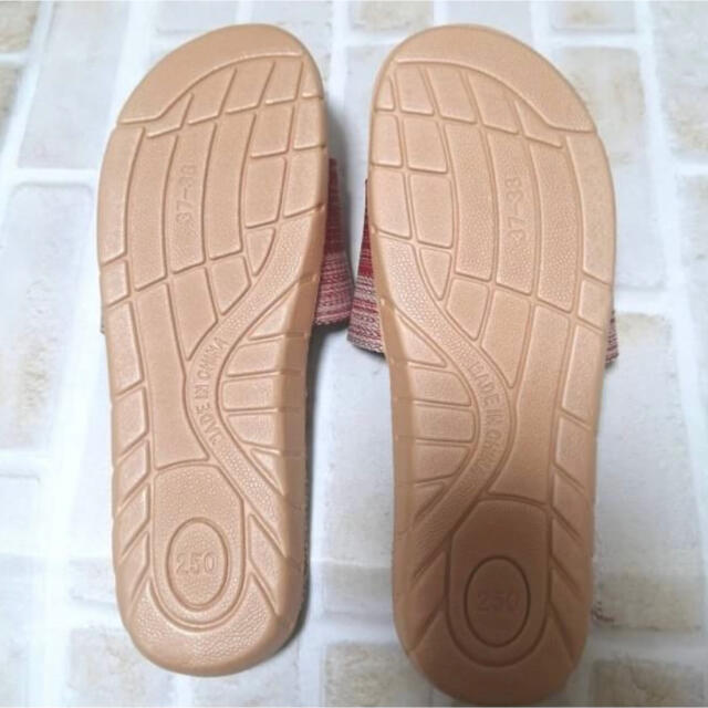 ルームシューズ サンダル スリッパ リネン 赤 Mサイズ 麻 オープントゥ レディースの靴/シューズ(サンダル)の商品写真