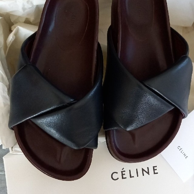 CELINE　セリーヌ☆ボクシーツイストサンダル  ☆カーフレザー☆フィービー約3cmアウトソール全長